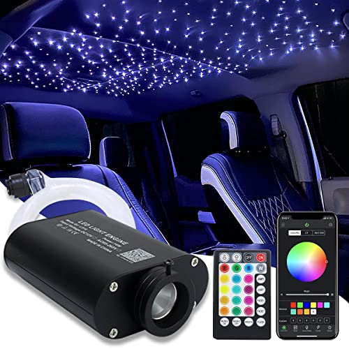 AMKI 16W Fiber Optic Lights,Starlight Headliner Light Kit APP/Remote Control Sound Activated Mode for Car&Home Decoration,Optical Fiber Cable Strands 0.75mm/0.03in 6.5ft/2m 300pcs - size: 300pcs*0.03in*6.5ft