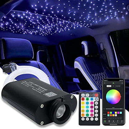 AMKI 16W Fiber Optic Lights,Starlight Headliner Light Kit APP/Remote Control Sound Activated Mode for Car&Home Decoration,Optical Fiber Cable Strands 0.75mm/0.03in 6.5ft/2m 300pcs - size: 300pcs*0.03in*6.5ft