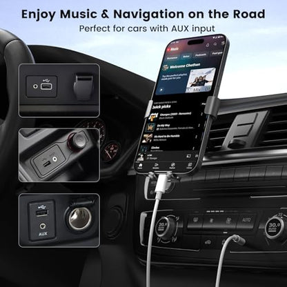 USB C to 3.5mm 오디오 어댑터 2팩 및 1.2m(4피트) Aux 코드, USB C to Aux 케이블 자동차 스테레오 헤드폰 잭 어댑터 아이폰 17/16/15, 삼성 S25 S24 S23, 픽셀, 아이패드, 맥북, 타입 C to 오디오 동글과 호환