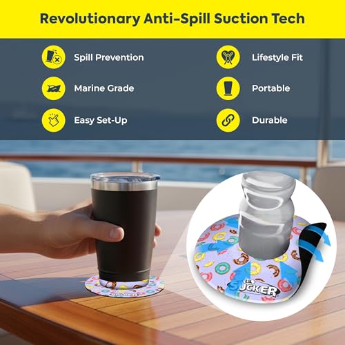 Lil Sucker Suction Cup Holder – Universal Drink Holder for Paddle Board, Kayak, ATV & Boat – Clip-On Coffee Anti-Spill - Donut Pack of 2 - color: Donut