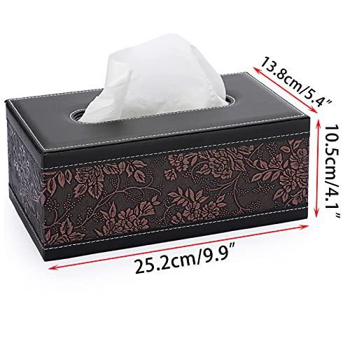 Sumnacon Tissue Box Cover Rectangule Leather Tissue Box with Magnetic Bottom,Stylish PU Tissue Box Holder for Bathroom Toilet Bedroom Living Room Desk Table Office Car (Pack of 2) - color: Brown, size: Medium (Pack of 2)