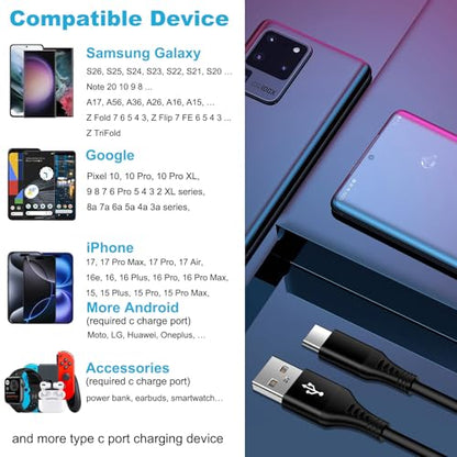 2.5ft Coiled Fast Charging Cable Phone Charger for Samsung Galaxy S26+ S26 - color: black