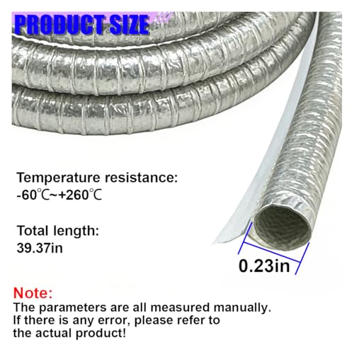 6mm 1/4" Self-Closed Aluminized Heat Shield Sleeve, Aluminum Foil High Temp Heat Wrap Protector, Side Entry Fire Sleeve for Cables, Hoses, Wire Harnesses, Automotive (6MM) - size: 6MM