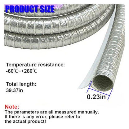 6mm 1/4" Self-Closed Aluminized Heat Shield Sleeve, Aluminum Foil High Temp Heat Wrap Protector, Side Entry Fire Sleeve for Cables, Hoses, Wire Harnesses, Automotive (6MM) - size: 6MM