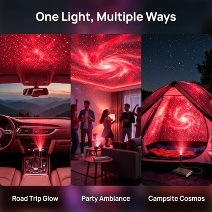 USB Star Projector Night Light, Adjustable Car Roof Star Light(Red) - color: red