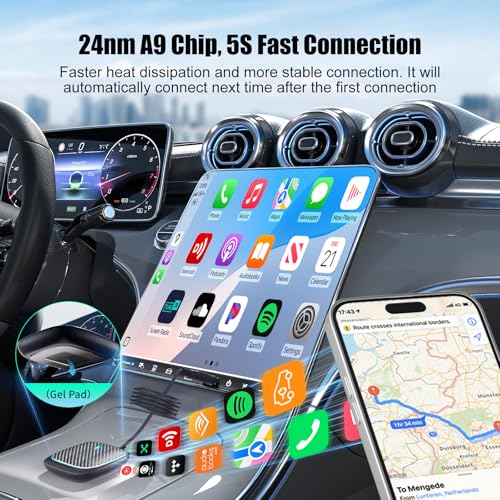 Wireless CarPlay Adapter for iPhone,Convert Wired to Apple Car Play Wireless Adapter, Plug and Play, with 60CM Extension Cable USB & Type-C, Connection Stable No Delay - style: Carbon fiber panels