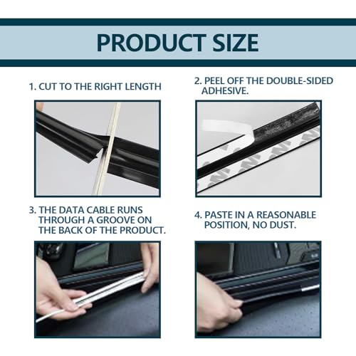 Pleoos Car Concealed Wire Sleeve, PVC Auto Split Sleeving Wire Cord Organizer, Adhesive Tubing Cable Hidden Protector, Auto Flexible Line Cable Organizers Split Sleeves for USB, Driving Recorders(4Pcs
