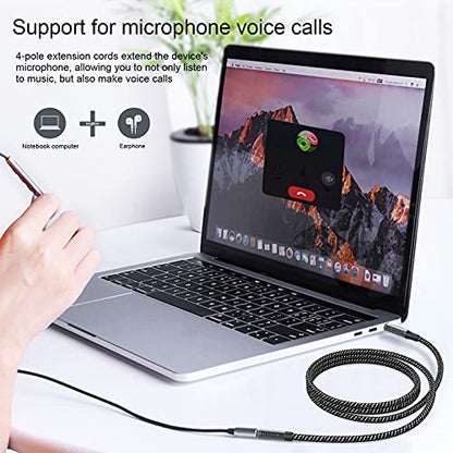 MOSWAG 16.4FT 3.5mm Male to Female Extension Cable with Microphone Stereo - color: Black, size: 16.4 ft
