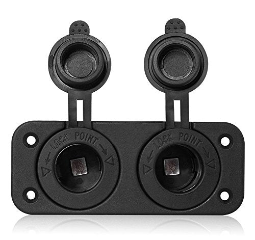 Motorcycle Car Cigarette Lighter Splitter 12V 24V Waterproof Power Socket Adapter Dual Plate Panel Mount Charger + 4 Screws 4 Screw Caps