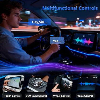2026 Upgrade Wireless CarPlay Adapter & Android Auto, 2-in-1 CarPlay Adapter Convert Wired to Wireless, Mini Size with USB A & USB-C Extension Cable, Plug & Play, Stable Connection & No Delay (Black) - color: Black