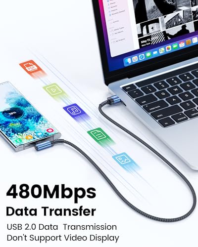 toocki USB C Cable Right Angle, 2-Pack 1.6ft USB A to USB C Charger Cable h - color: Blue, size: 1.6FT+1.6FT