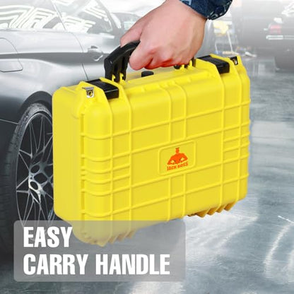 Jack Boss Waterproof Hard Camera Case with Foam,16x12.8x6.8 Inch,Yellow - color: YELLOW, size: 16x12.8x6.8 in