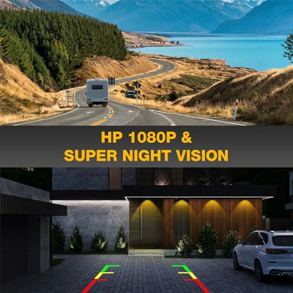 AHD 1080P Backup Camera Flush Mount, Metal Housing 170° Wide View Angle Rear/Side/Front View Camera for Car, HD Clear Night Vision IP69 Waterproof Reverse Camera, 18.5mm, 12V/24V, White