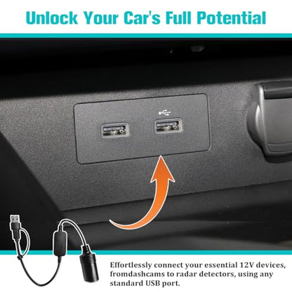 Car USB to Cigarette Lighter Adapter, 60cm USB A & C 12V Cigarette Lighter Socket Power Converter Cable for Car Fan, GPS Dash Cam, Cigarettelighter Socket Adapter, Universal Fit - size: 60cm/23.62 Inches