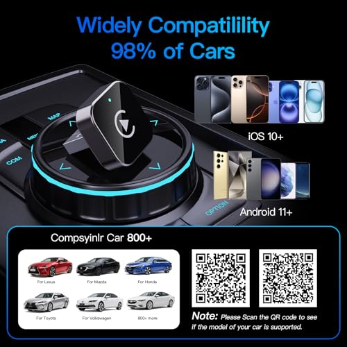 (2026 Upgraded) 2 in 1 Wireless CarPlay Adapter for Apple iPhone＆Android - color: Dark black