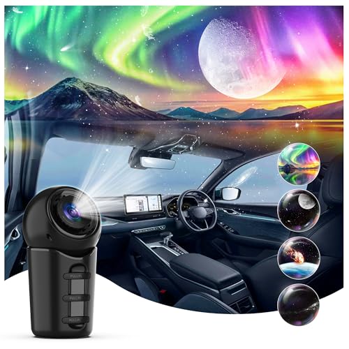 Galaxy Projector for Car,4 in 1 Portable Car Roof Star Projector,360° Rotating Galaxy Light Projector with Adjustable Knob for Car,Gifts,Room Decor