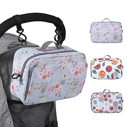 GOGOSO Baby Stroller Organizer Bag with Insulated Pocket, Universal Fit Most Strollers, Space for Diapers, Wipes & Toys, Flowers - color: flower