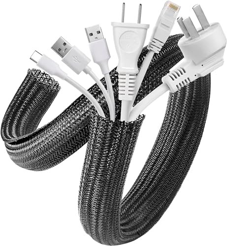 AGPTEK Cable Sleeve, 6.6ft - 1.2 inch Cable Management Cord Hider, Black - color: Black, size: 1.2"-6.6ft