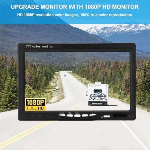 Truck RV Backup Camera with 7 Inch Monitor, AHD 1080P DIY Guide Lines No Delays Waterproof Wired Reverse Rear View Camera System for Car Trailer Camper - size: 7inch +1 Camera