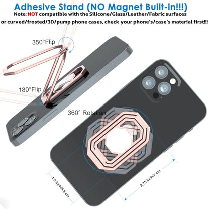Phone Ring Holder Finger Kickstand, 360° Rotation Metal Phone Grip for Magnetic Car Mount Foldable Cell Phone Stand Compatible with Most Smartphones - color: Silver Rose Gold
