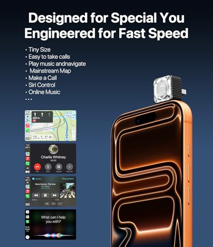 Wireless CarPlay Adapter for iPhone, Premium Glass Finish Design, 5s Auto-Connect, Mini Wireless CarPlay Dongle Compatible with Apple CarPlay, Plug & Play for Factory Wired Cars, Low Latency Coral