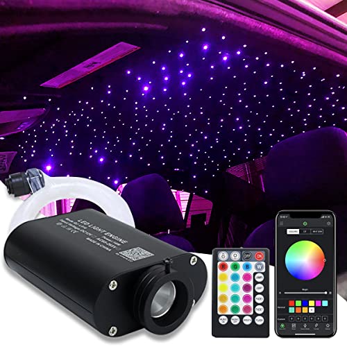 AMKI 16W Fiber Optic Lights,Starlight Headliner Light Kit APP/Remote Control Sound Activated Mode for Car&Home Decoration,Optical Fiber Cable Strands 0.75mm/0.03in 6.5ft/2m 200pcs - size: 200pcs*0.03in*6.5ft