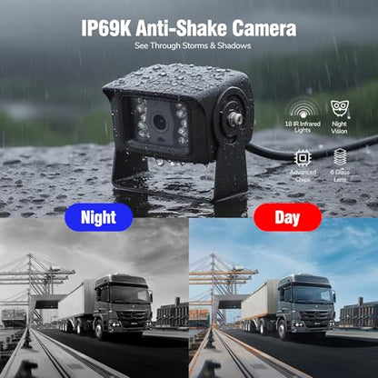7-inch AHD1080P Wired RV Backup Camera System, IP69k Waterproof IR Night Vision Reversing Camera, Vibration-Proof 20G for Trailer/Tractors/Truck/Excavator/Skid Steer/Heavy Equipment, WY7 - size: 7" 1-Cam