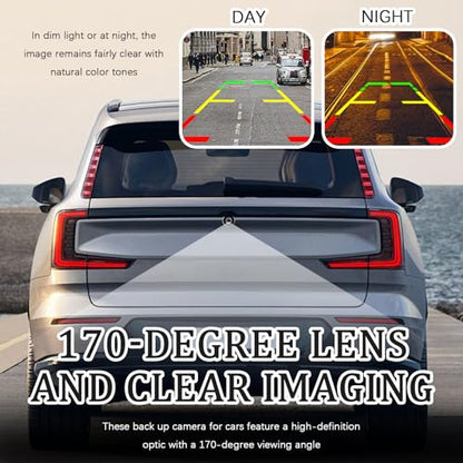 Back Up Camera for Cars with HD Night Vision,170°Wide Angle Reverse Camera for Car Kit with Bracket Wire Harness,Universal Waterproof Rear Cameras for Car Truck SUV