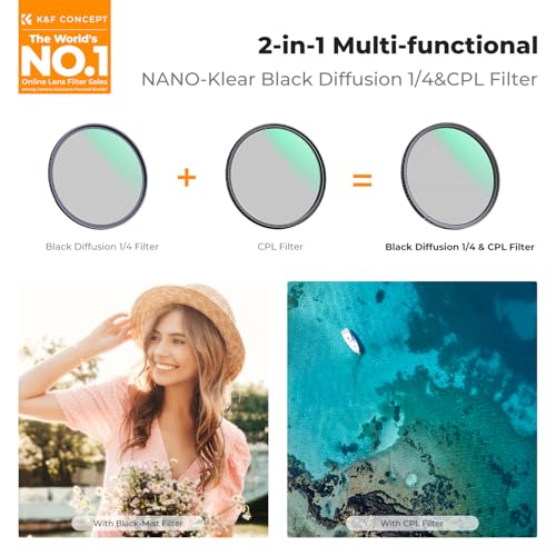K&F CONCEPT 62mm Black Diffusion 1/4 & Circular Polarizing in-1 Filter - size: 62mm