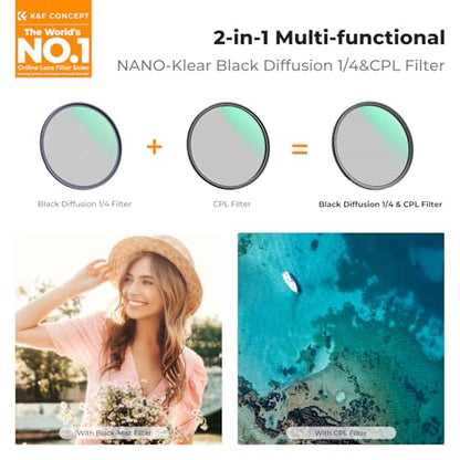K&F CONCEPT 49mm Black Diffusion 1/4 & Circular Polarizing in-1 Filter - size: 49mm