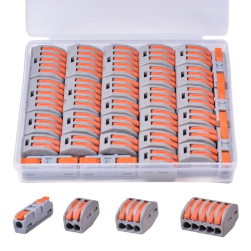 30PCS AVARBUVO Lever Wire Connectors, Quick Wire Connectors Push-in, 2/3/5 Port Combination Kit with 1 in 1 Out Inline Terminals for Splicing 28-12 AWG - size: 30PCS