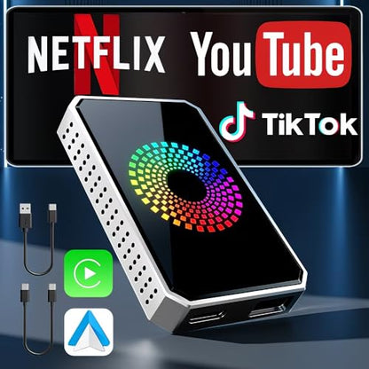 3-in-1 Wireless CarPlay & Android Auto Adapter Magic Video Box Stream for Netflix YouTube TikTok with USB Drive Plug Play for Wired CarPlay Android Auto Cars