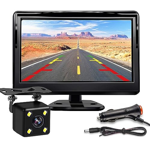 Backup Camera with 5Inch Monitor, 170 Degree Wide View Angel Night Vision Waterproof Vehicle Reverse Rear View Camera System for Car Truck - size: 5''+ Camera