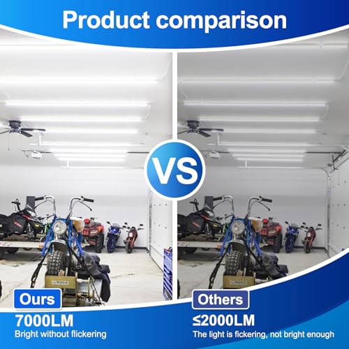 XLNYUUI Led Shop Lights,4FT LED Light 50W 6500K 7000LM Led Daylight,Garage Light Linkable Clear Cover Integrated V-Shape for Garage Warehouse Workbench Workshop(2-Pack) - size: 4FT 2PACK