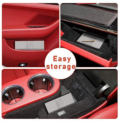 Kewucn Car Registration and Insurance Card Holder, Leather Auto License Document Glove Box Compartment Organizer, Essentials Vehicle Wallet Case for Driver License, ID Card (Gray) - color: Large-Gray