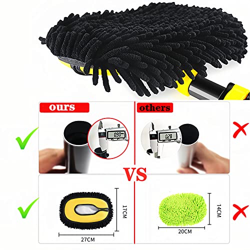 MVEQRRN 15°Curved Chenille Car Wash Brush Mop with Long Handle(Yellow) - color: Yellow-001