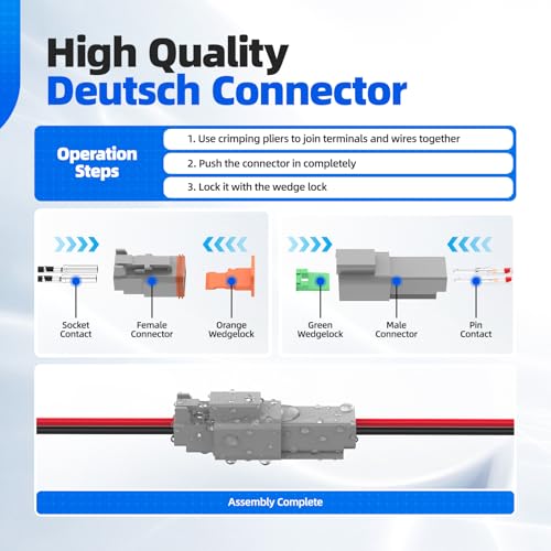 305PCS Deutsch Connector Kit, Hoodutric IP67 Waterproof Electrical Plugs DT 2/3/4/6/8/12 Pin Connectors with 74 Pairs Size 16 Stamped Contacts, Crimper & Terminal Removal Tool for Car Truck Boat