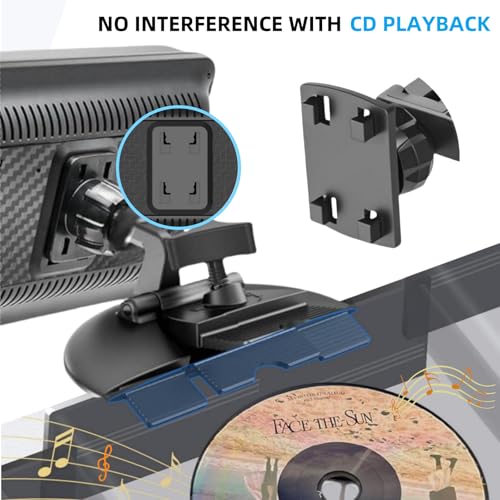 CD Slot Mount for Carplay Screen 17mm Ball Adapter with 4-Button Lock Compatible with 7-10.26 Inch Portable Car Play Baby Camera Monitors Cell Phone Replacement Cd Mount