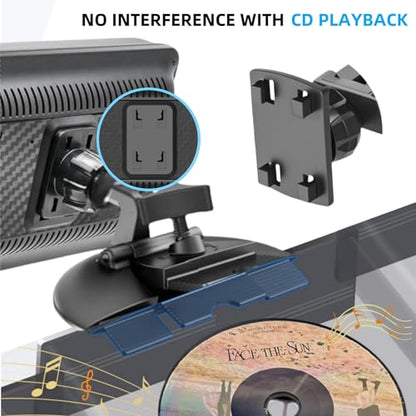 CD Slot Phone Mount for Car, 17mm Ball Adapter with Locking System, Compatible with Portable CarPlay Screen, Baby Monitor & Cell Phone Holder