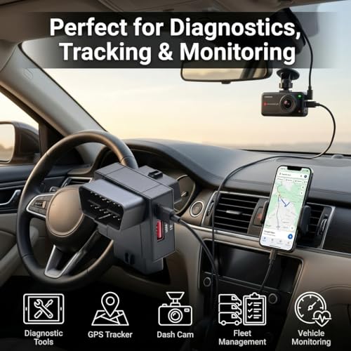 iKKEGOL OBD2 Splitter Adapter, OBD II 16 Pin 1 Male to 2 Female Extension Cable with USB & USB-C Charging Ports, OBD2 Y Splitter 2 Way Dual Converter for Diagnostic Scanner Dash Cam (Top Widest) - color: Top Widest