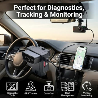 iKKEGOL OBD2 Splitter Adapter, OBD II 16 Pin 1 Male to 2 Female Extension Cable with USB & USB-C Charging Ports, OBD2 Y Splitter 2 Way Dual Converter for Diagnostic Scanner Dash Cam (Top Widest) - color: Top Widest