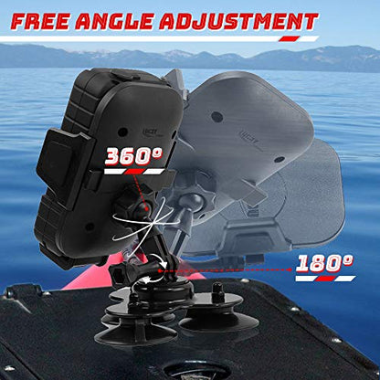 LUCKY Dashboard Universal Car Phone Mount Veichle Suction Cup Mount Holder, Fish Finder GPS Cup Holder Mount for Boat Canoe Kayak Truck Marine Fishing