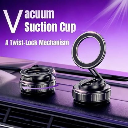 Magnetic Vacuum Car Phone Holder 360° Adjustable Foldable - color: Grey, size: GY-15B