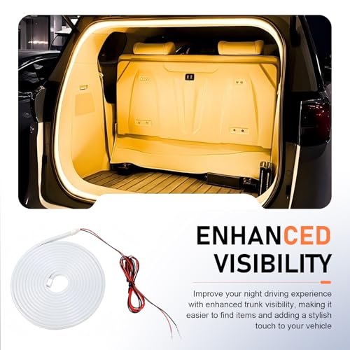 Car Trunk LED Ambient Light, 13.12ft Auto-Induction Trunk Lamp, Waterproof Rear Cargo Area Illumination Light with Automatic On/Off, Universal for Most Cars (Warm White) - color: Warm White
