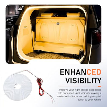 Car Trunk LED Ambient Light, 13.12ft Auto-Induction Trunk Lamp, Waterproof Rear Cargo Area Illumination Light with Automatic On/Off, Universal for Most Cars (Warm White) - color: Warm White