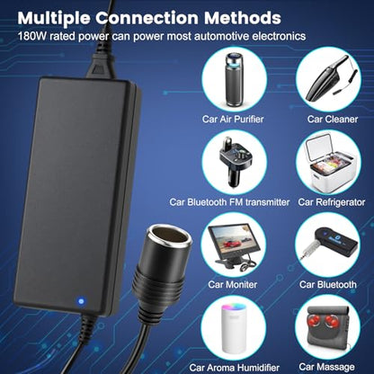 110V AC - DC 12V 컨버터 15A 180W, 담배 라이터 어댑터 벽 플러그 100-240V, 자동차 충전기 - 벽 플러그 어댑터 변압기 전원 공급 장치 대시 캠, 팽창기, 진공, 자동차 냉장고, 자동차 장치용 - size: 12V15A 180W