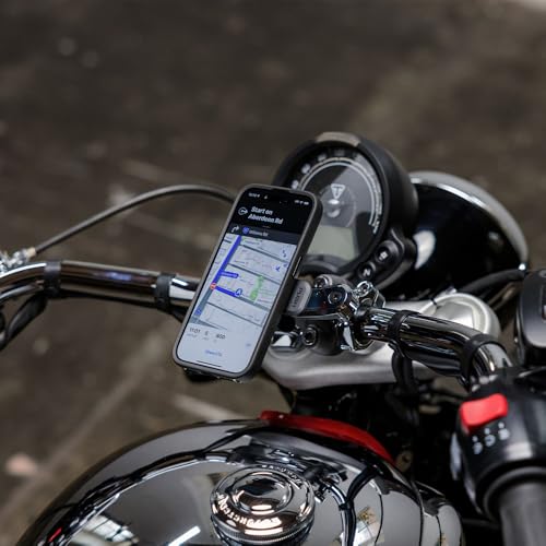 Quad Lock Handlebar Motorcycle Phone Mount PRO Chrome Kit with Vibration Dampener and MAG Universal Adaptor - size: Handlebar Chrome Mount PRO