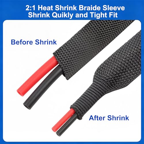 Heat Shrinkable Braided Sleeving, 10ft 1/4" Wire Loom Wiring Harness Sheath - size: 10- 1/4"(6mm)