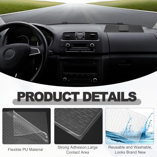 2Pcs Car Dashboard Anti-Slip Mat, 11.02" x 7.09" Phone Grip Pad Non-Slip PU Mat Anti-Skid Holder for Phone Keys Sunglasses Electronic Devices, Transparent - color: Transparent, size: 11.02" x 7.09"