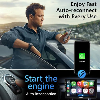 for iPhone 17 Wireless Carplay Adapter Compatible iPhone 17 Pro Max Air 16e 16 15,Automatic iPhone Carplay Wireless Adapter Convert Factory Wired to Wireless Plug and Play Car Play Fits Cars